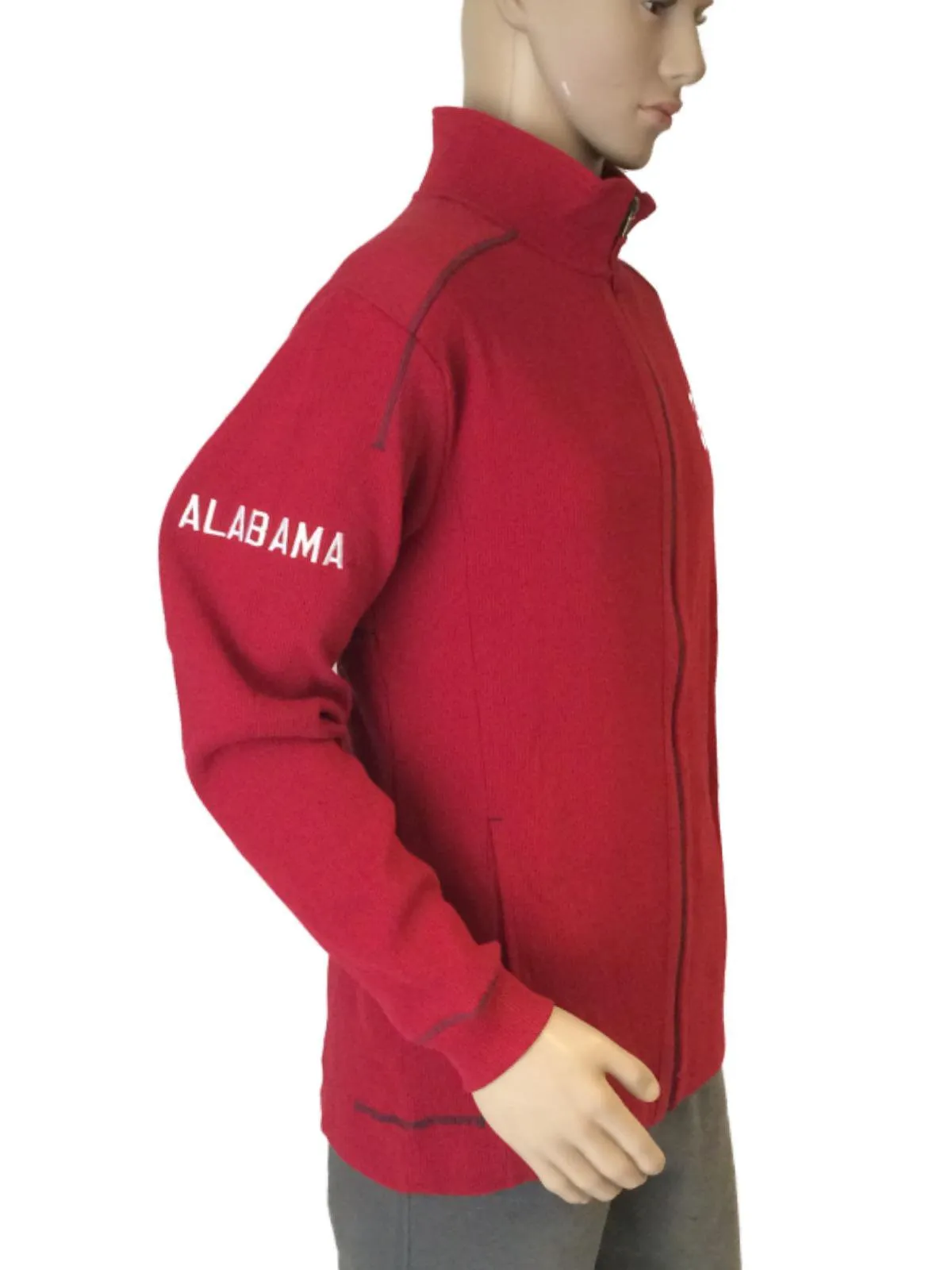 Alabama Crimson Tide Chiliwear Red Full Zip Up Long Sleeve Ribbed Jacket (L)