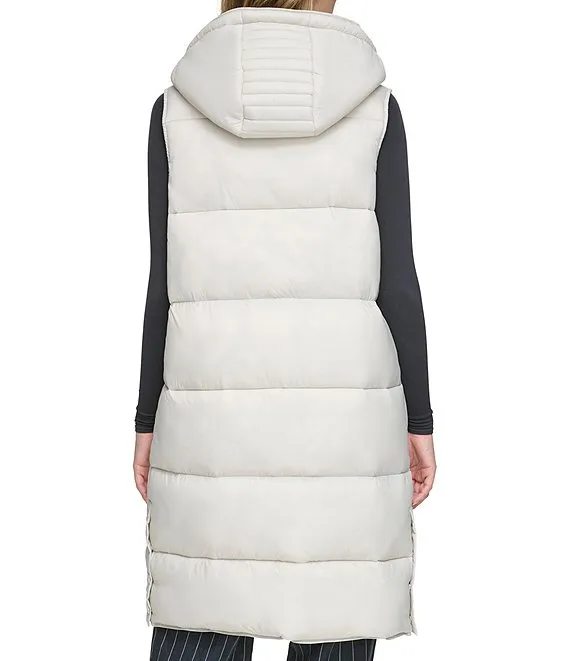 Andrew Marc Kerr Hooded Long Puffer Vest - Moon