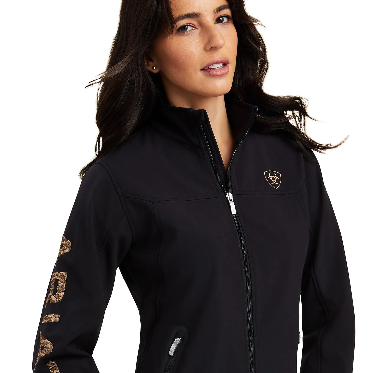 Ariat Team Softshell Jacket, Black & Leopard