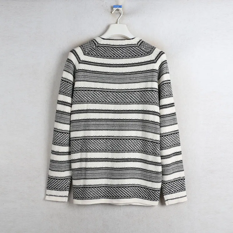 Autumn women's ethnic style striped long-sleeved sweater