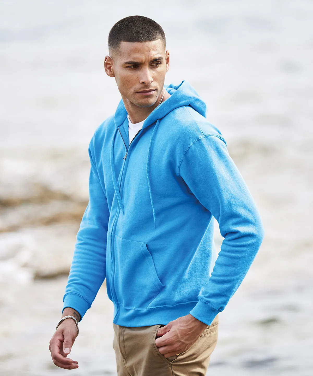 Azure Blue - Classic 80/20 hooded sweatshirt jacket