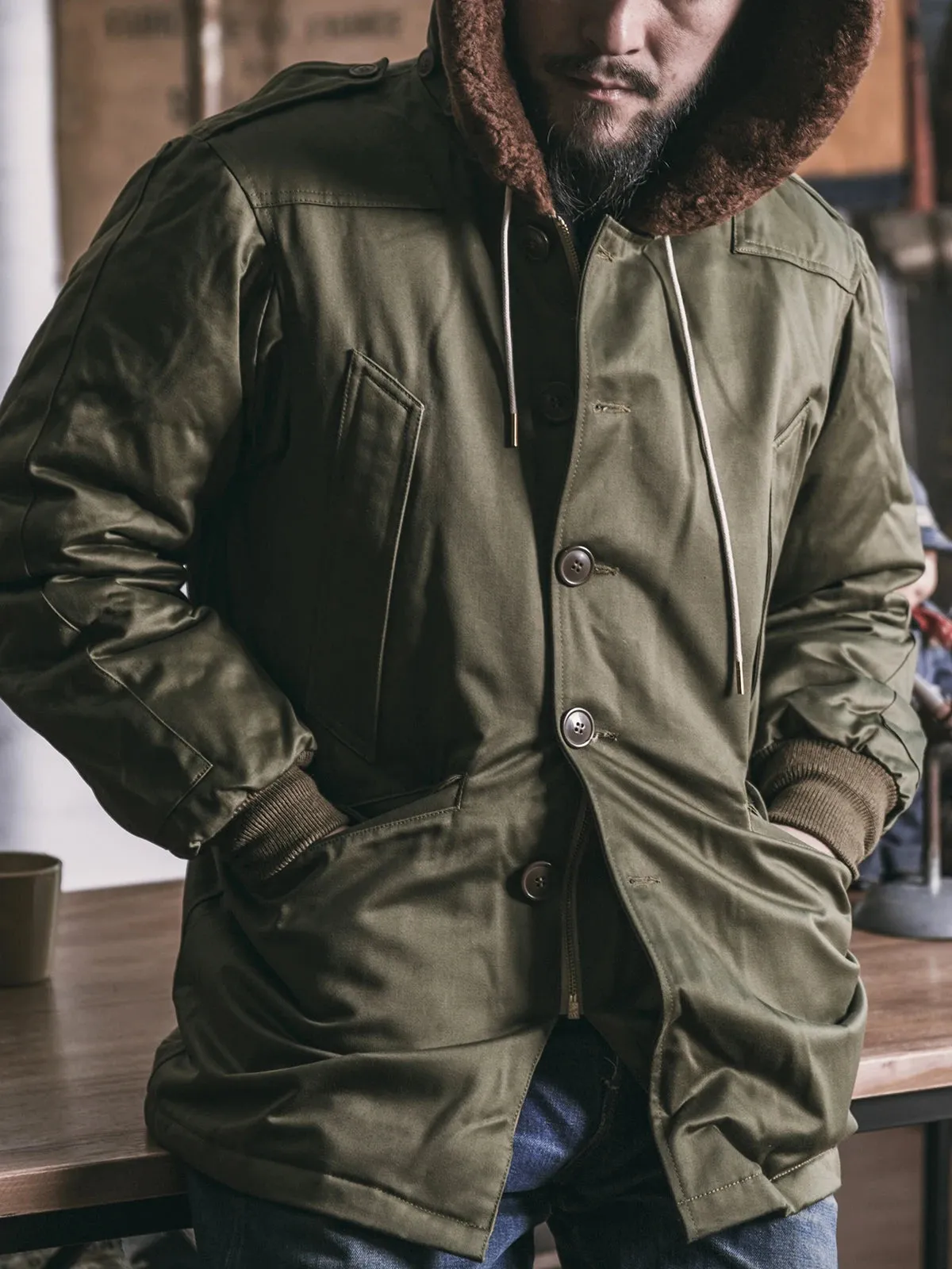 B-9 Down Parka Military Coat with Hooded Collar