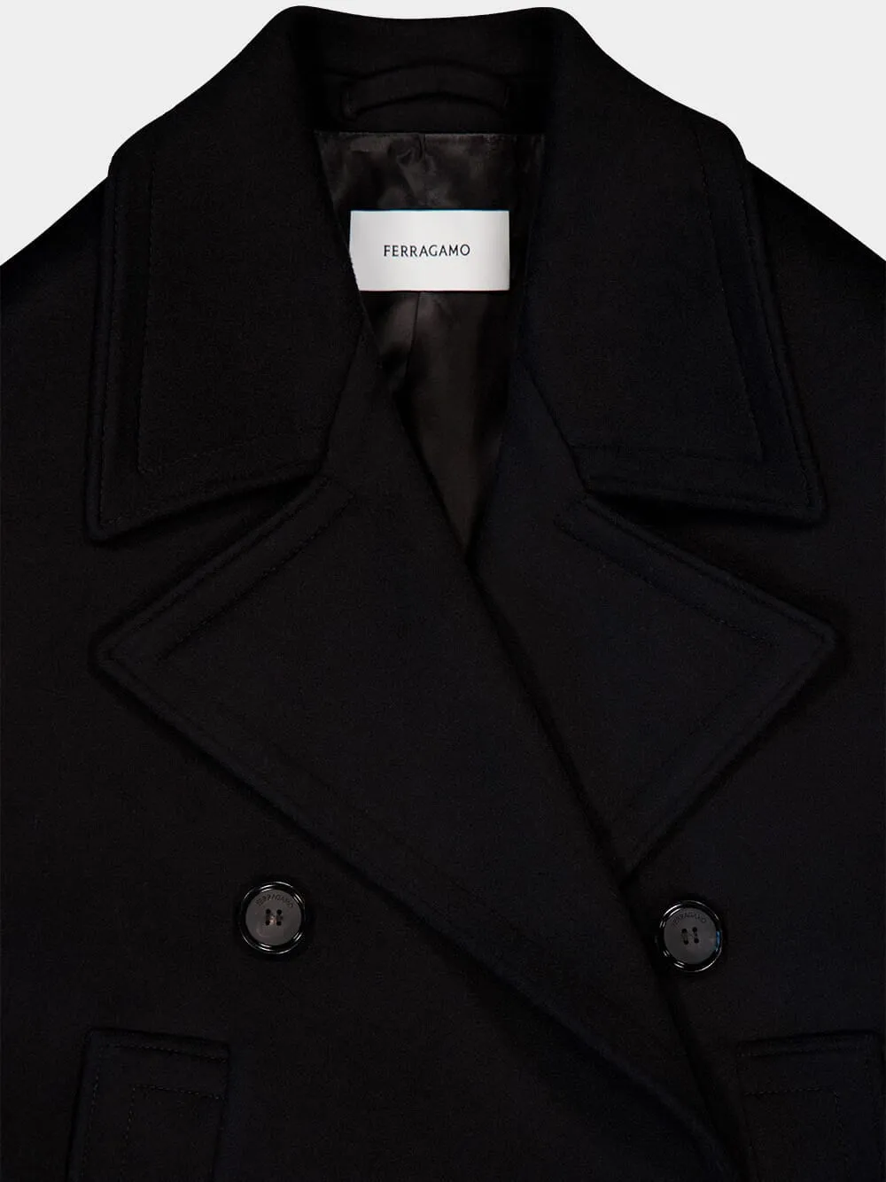 Black Wool Cashmere Peacoat