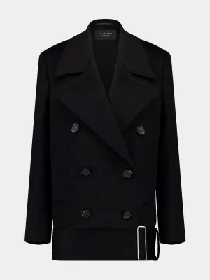 Black Wool Cashmere Peacoat