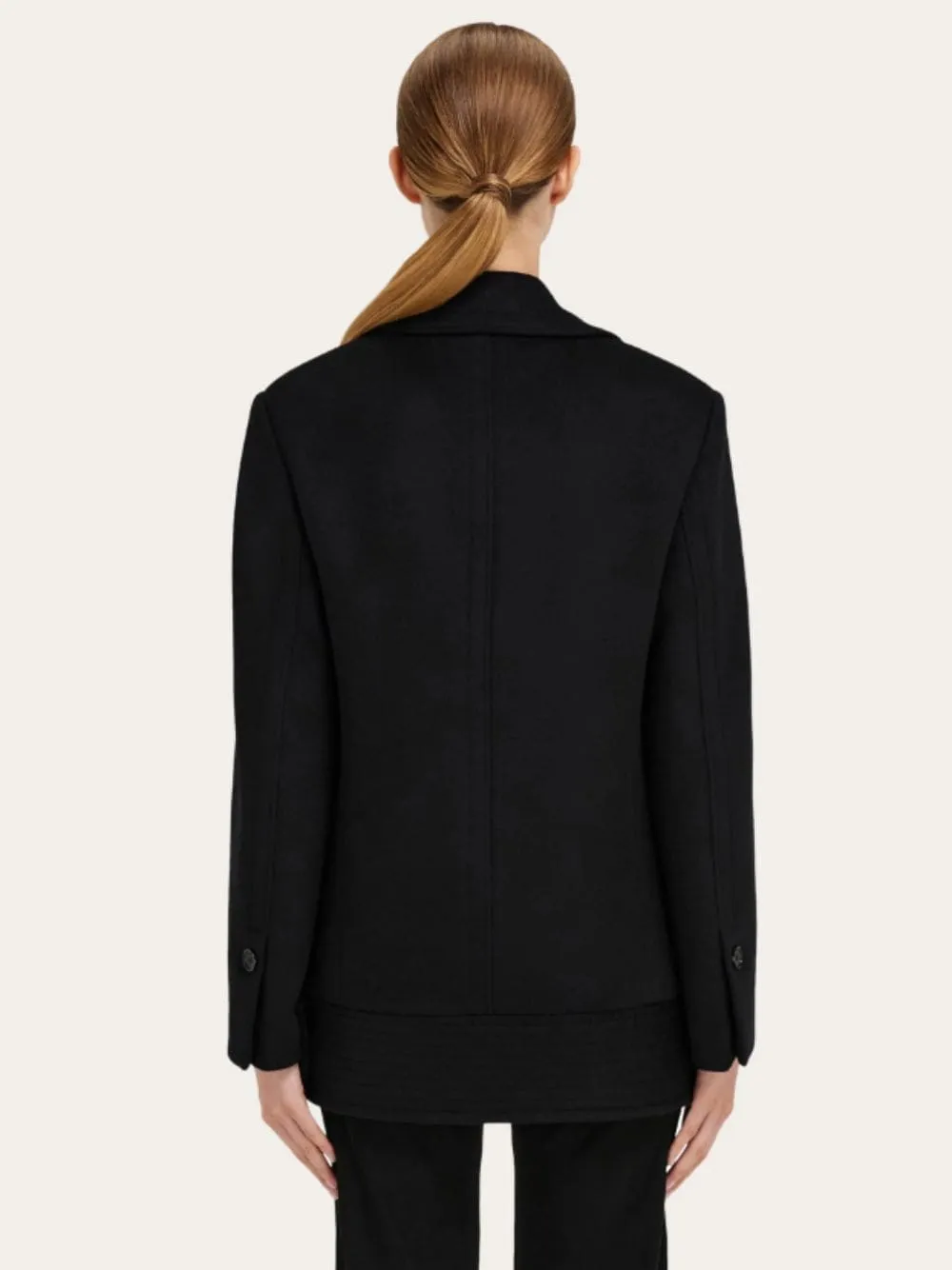 Black Wool Cashmere Peacoat