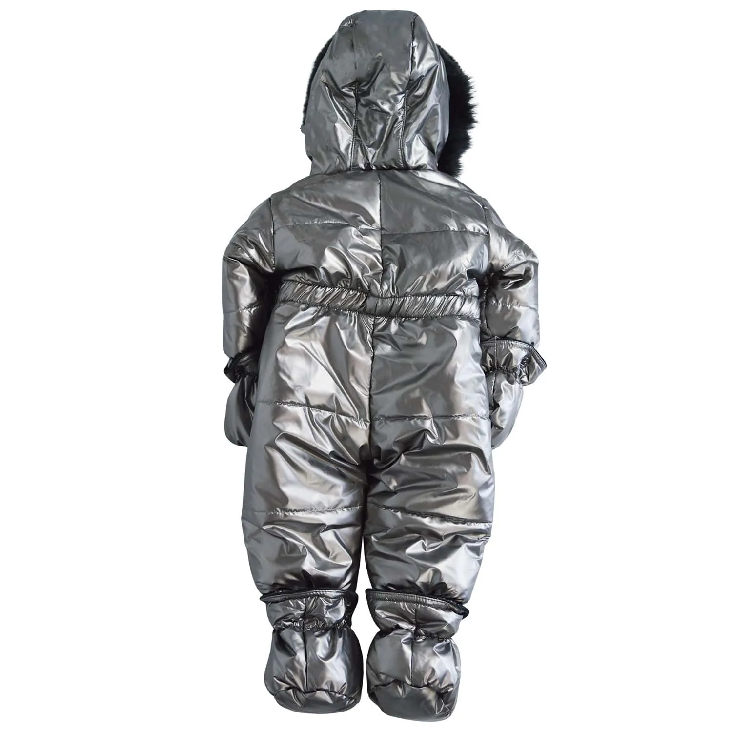 Blizz Baby Girls Silver Puffy Snow Suit - 1 piece - (6m to 24m) - 24WBLI5439