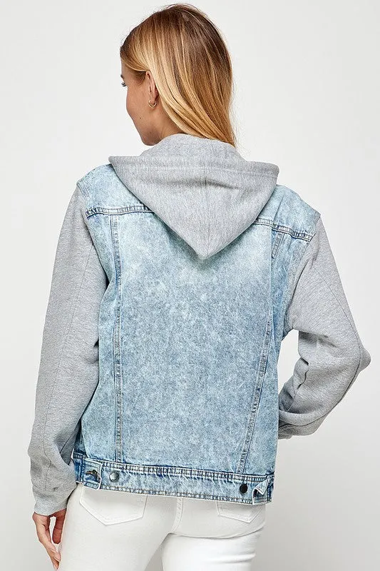 Blue Age Women's Denim  Jacket with Fleece Hoodies