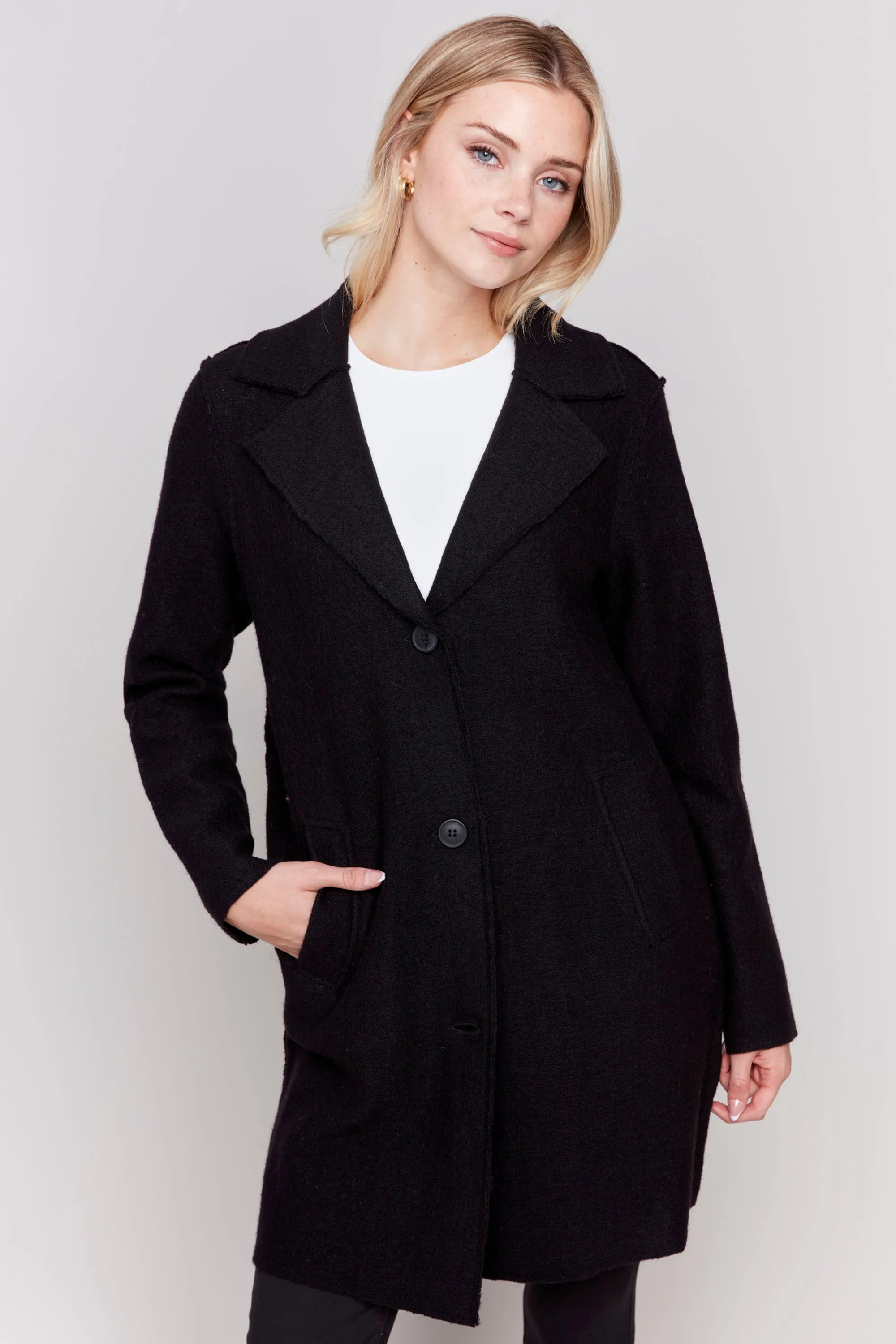 BOILED WOOL KNIT COAT