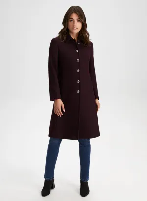 Button-Down Wool Blend Coat