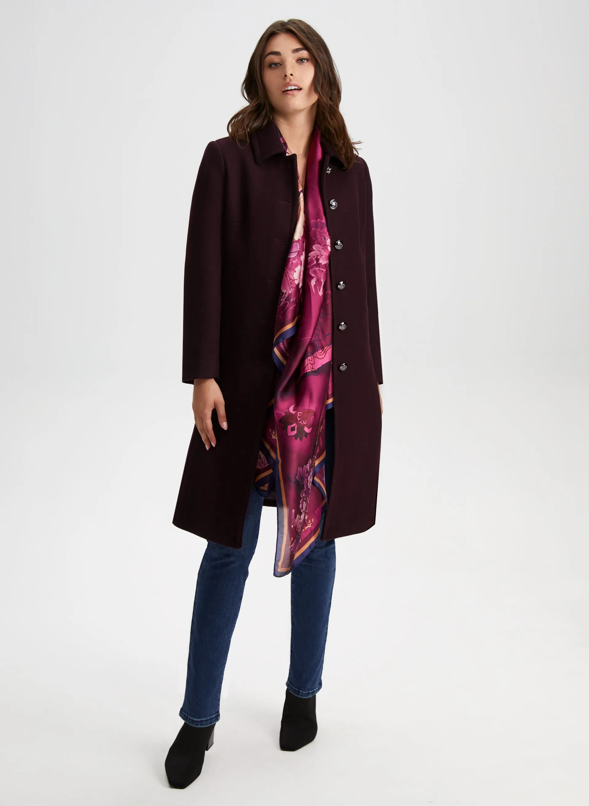 Button-Down Wool Blend Coat