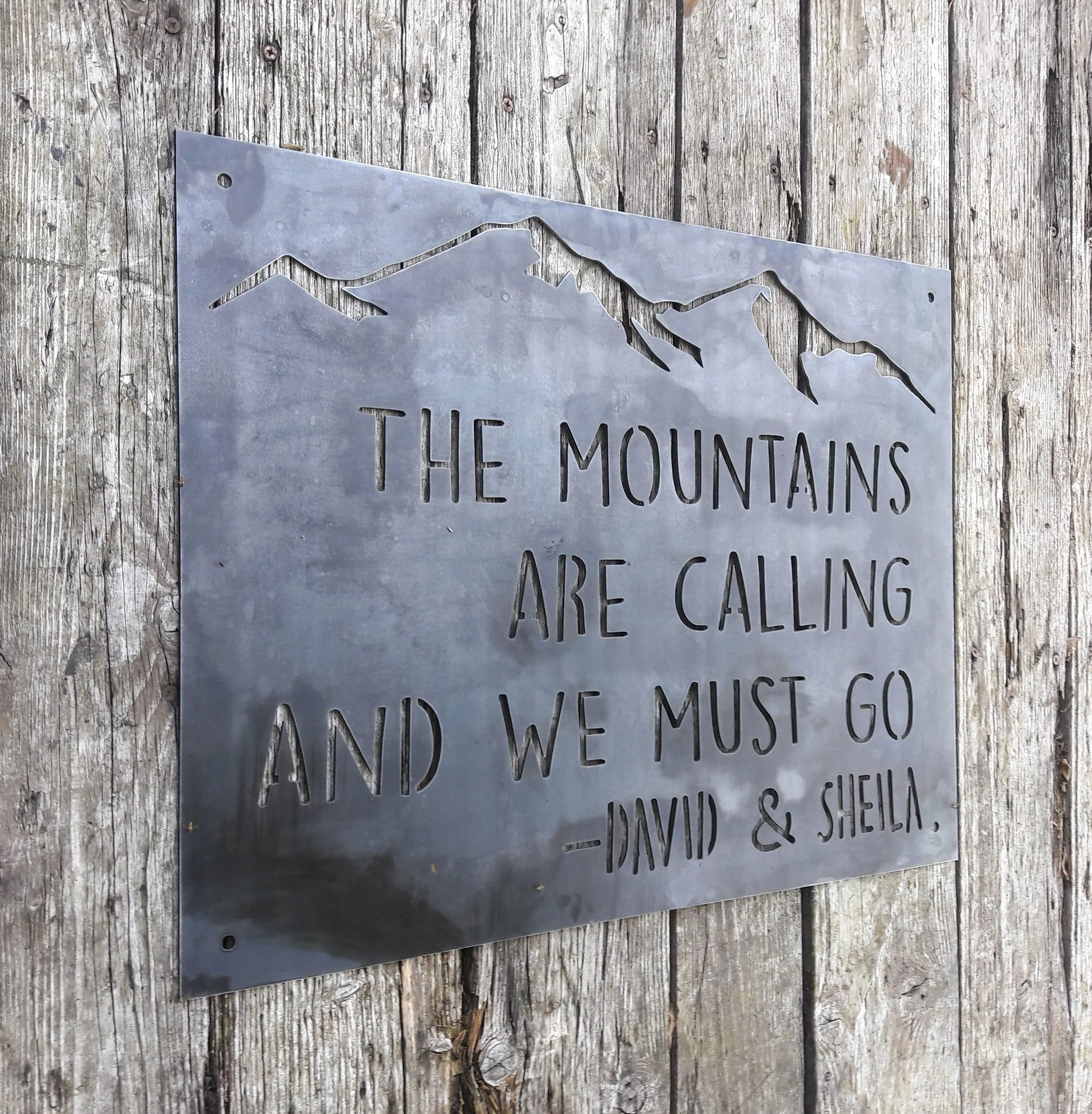 Couple's Mountain Sign - Custom Metal Wedding Sign - Outdoor Adventure Wall Art