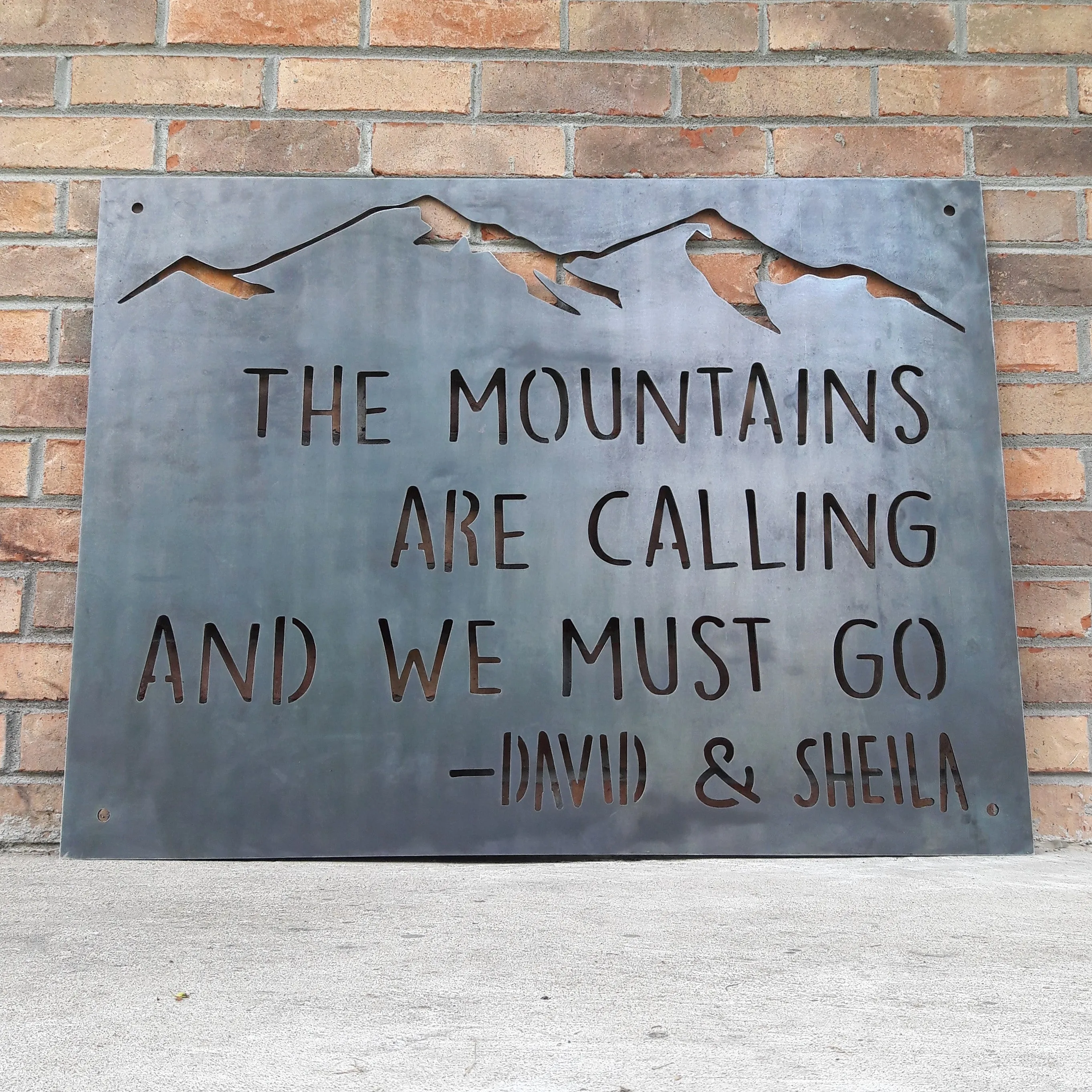 Couple's Mountain Sign - Custom Metal Wedding Sign - Outdoor Adventure Wall Art