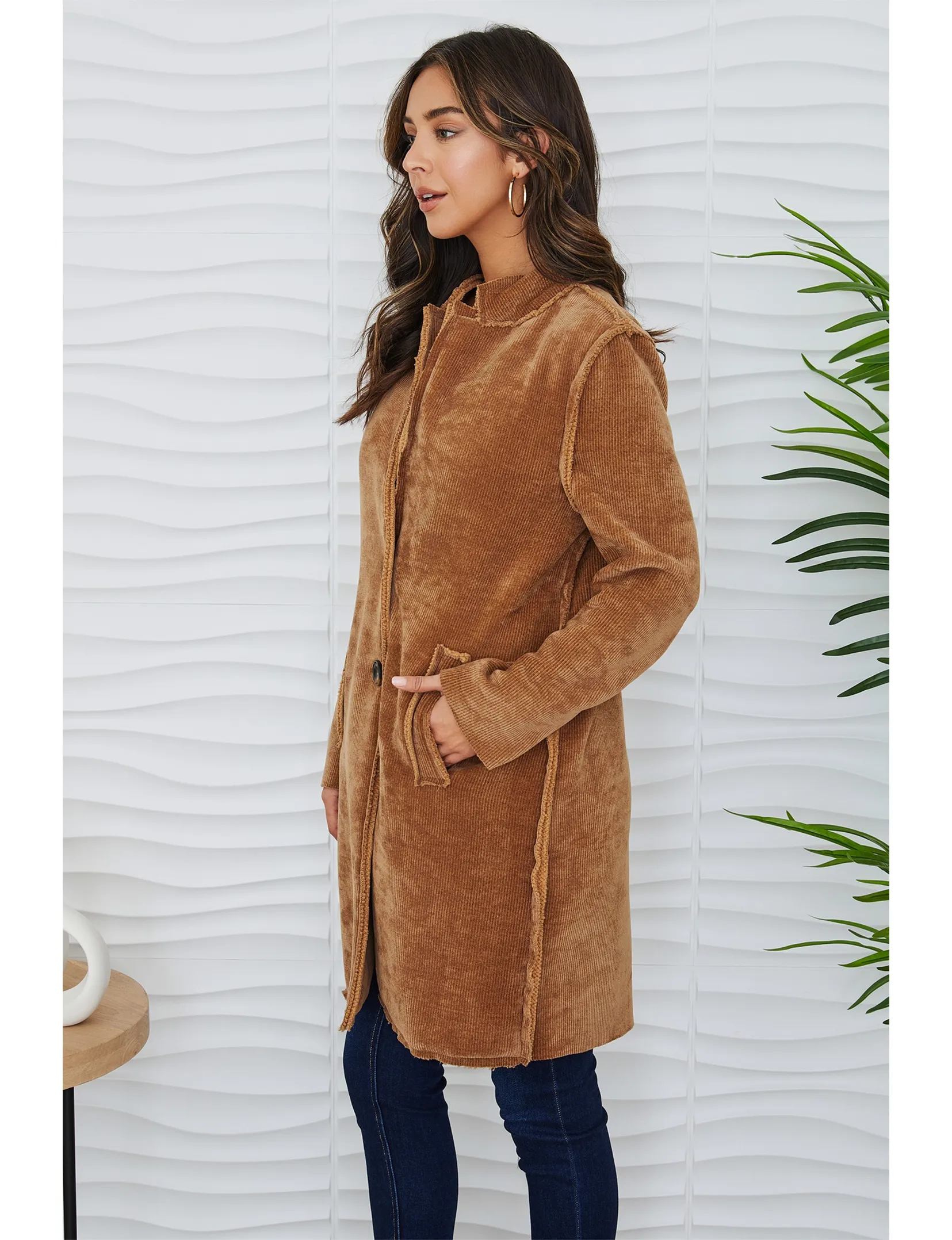 Cozy Corduroy Coat, Camel