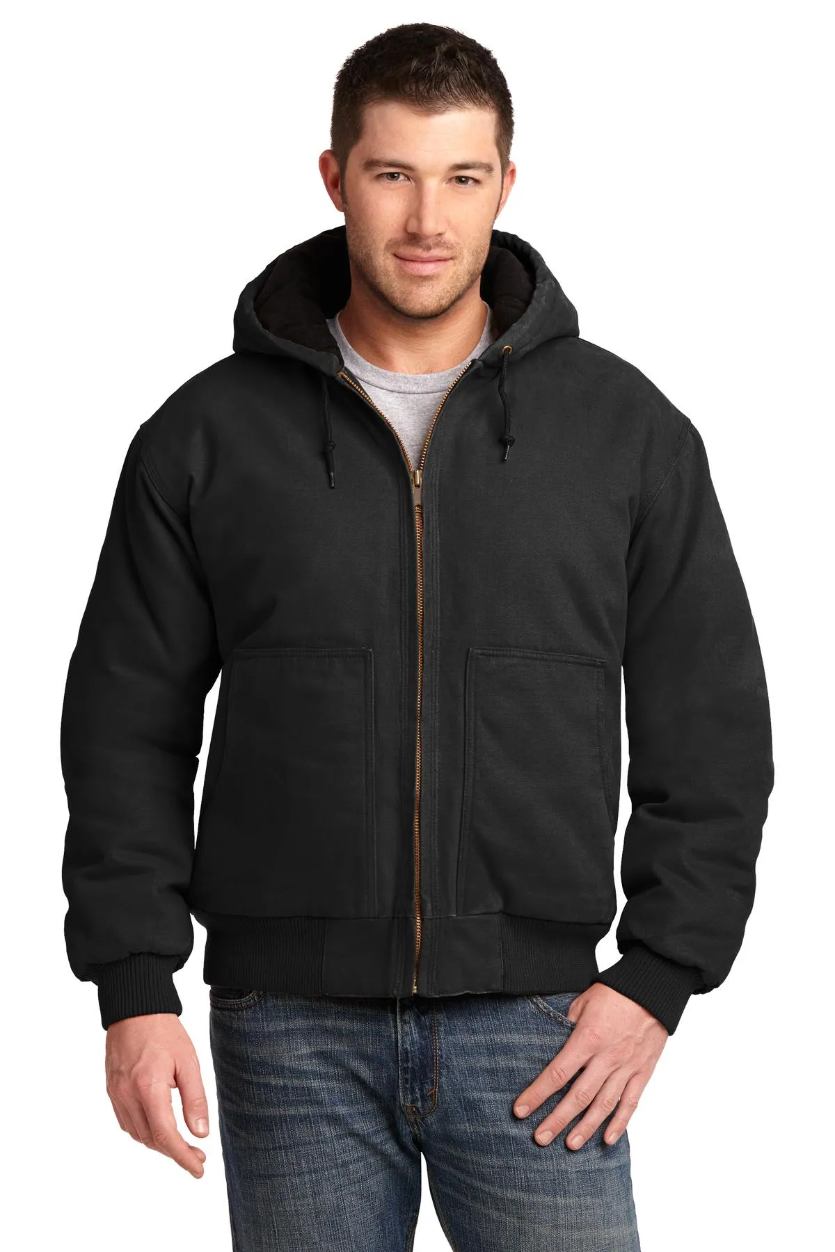 Custom Embroidered - CornerStone® Washed Duck Cloth Insulated Hooded Work Jacket. CSJ41