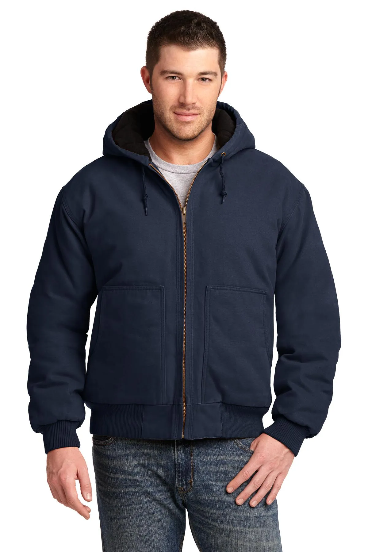 Custom Embroidered - CornerStone® Washed Duck Cloth Insulated Hooded Work Jacket. CSJ41