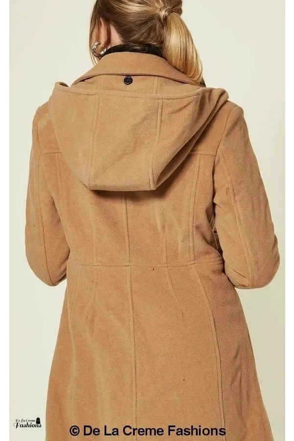 De La Creme Fashions Wool Blend Hooded Mid Length Coat