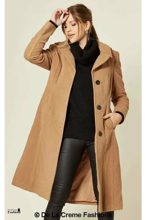 De La Creme Fashions Wool Blend Hooded Mid Length Coat