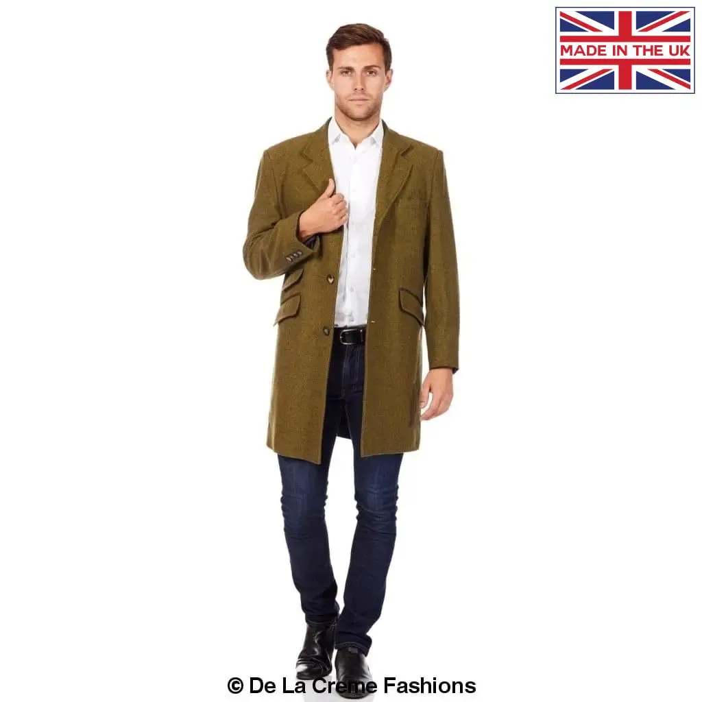 De La Creme MAN - Mens Wool Blend Herringbone Design Coat