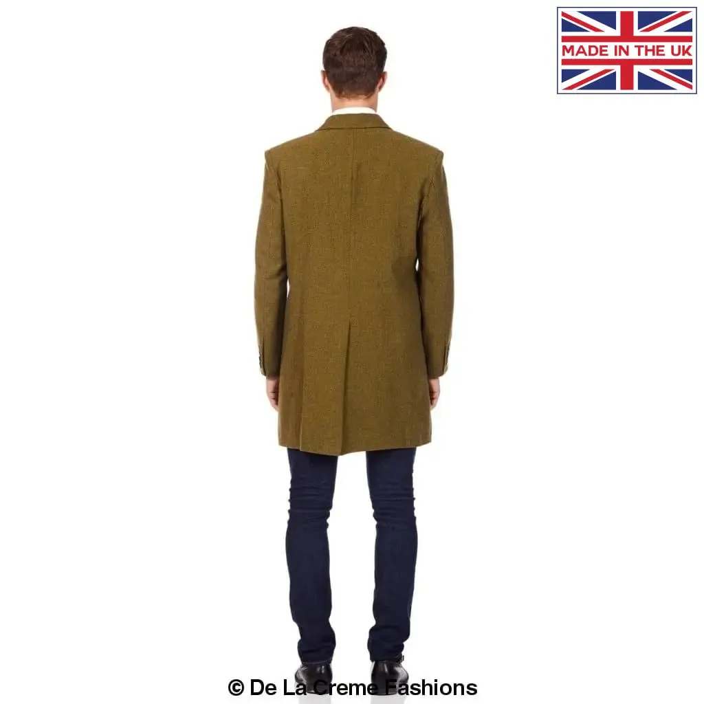 De La Creme MAN - Mens Wool Blend Herringbone Design Coat