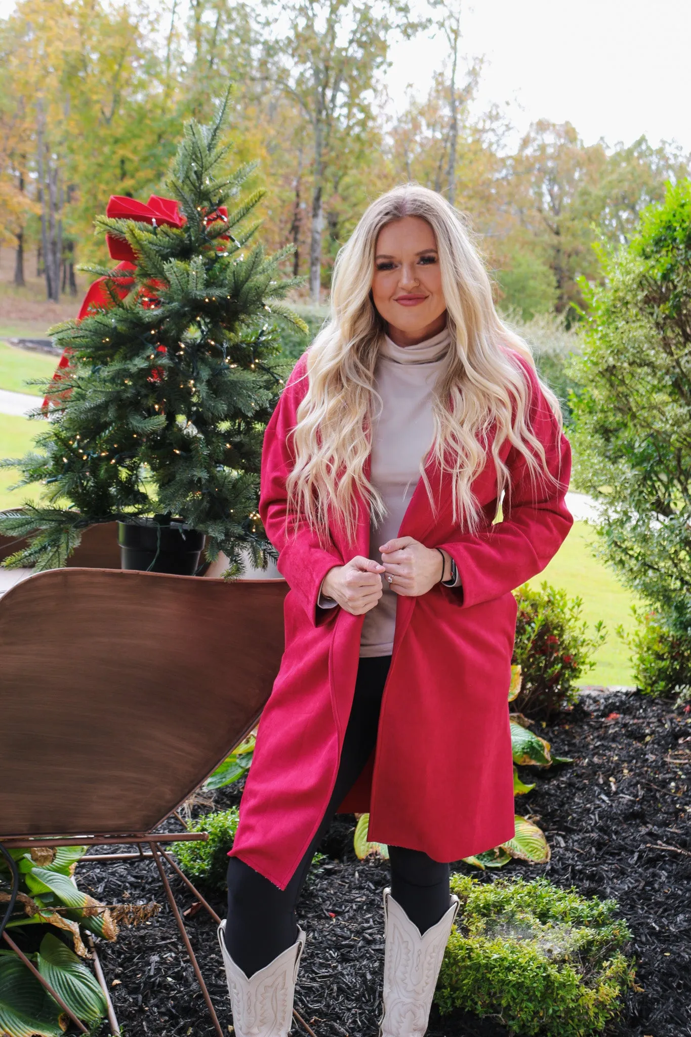 Desert Nights Warm Red Suede Coat