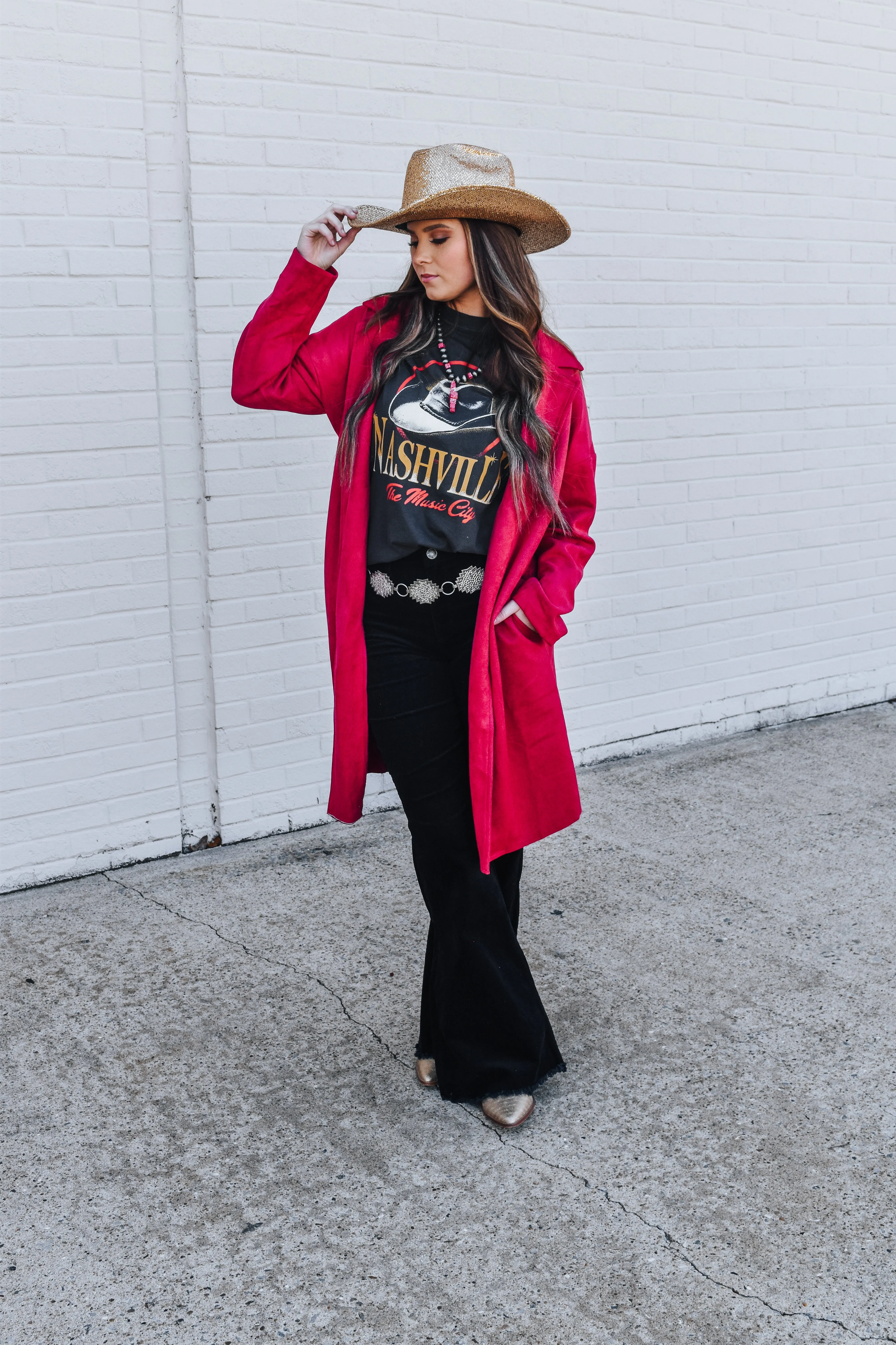 Desert Nights Warm Red Suede Coat