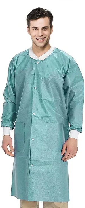 Disposable Gowns Medical Lab Coats Medium. Pack of 10 Teal Adult