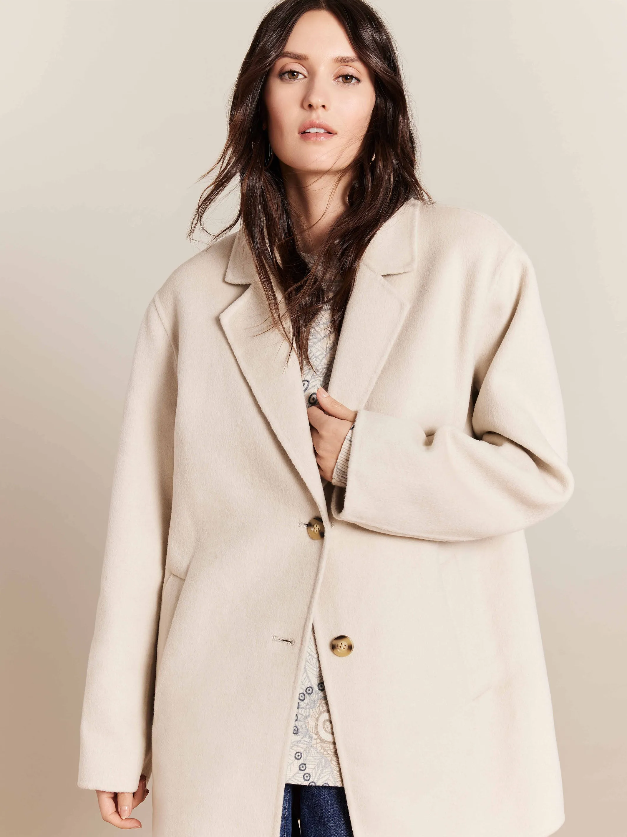 Double-Faced Wool Coat - Light Almond