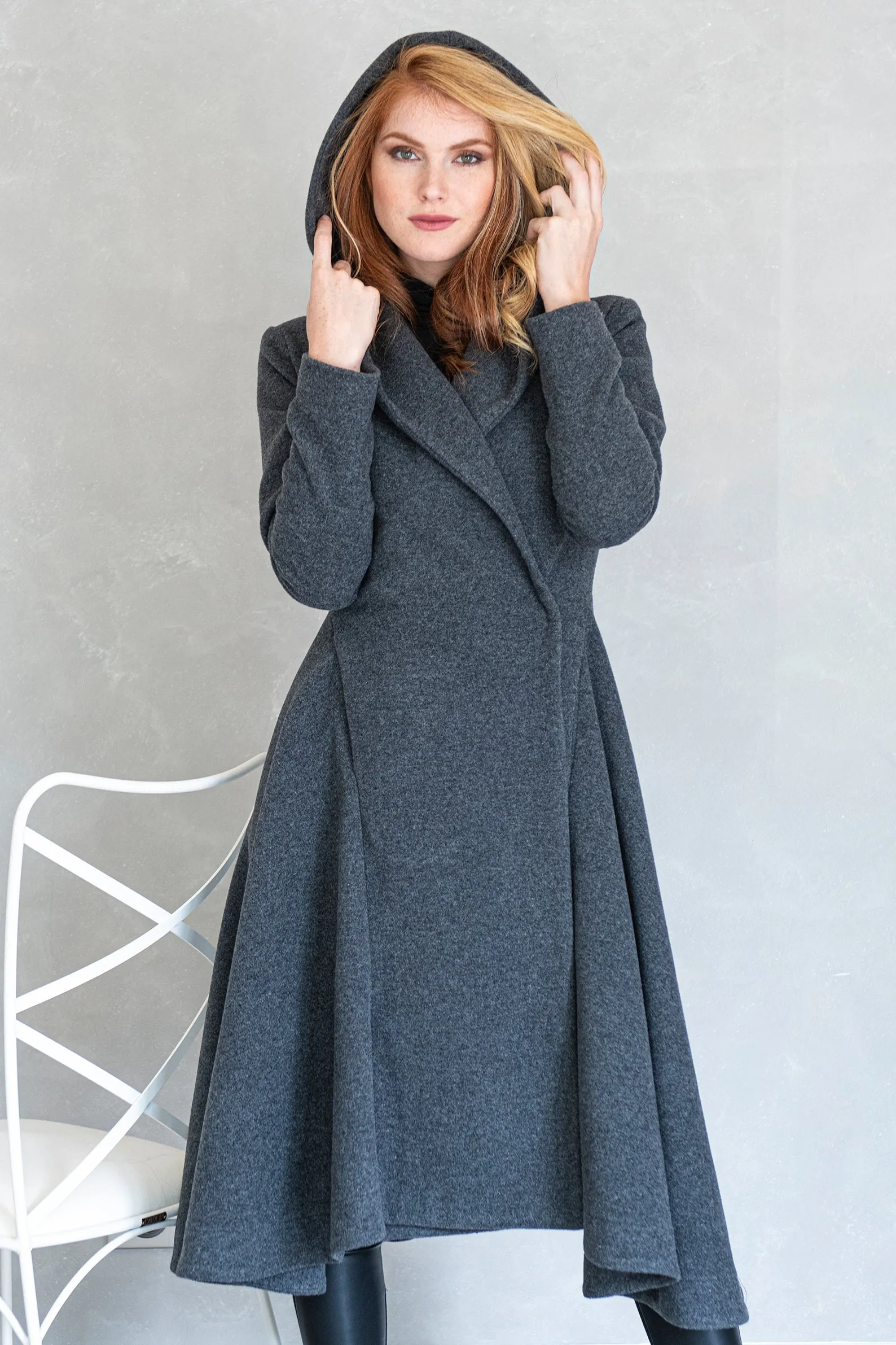 Elegant Hooded Wool Coat