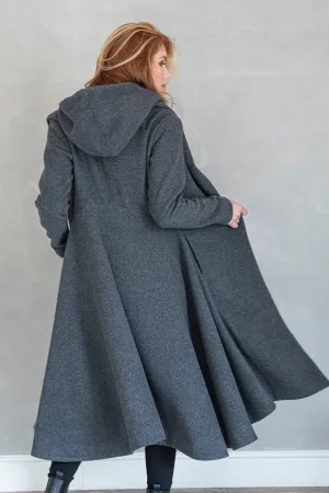 Elegant Hooded Wool Coat