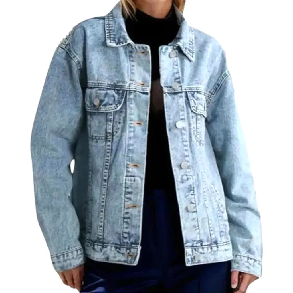 Extra-large fit worn-in women's jean jacket