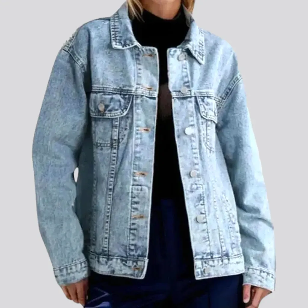 Extra-large fit worn-in women's jean jacket