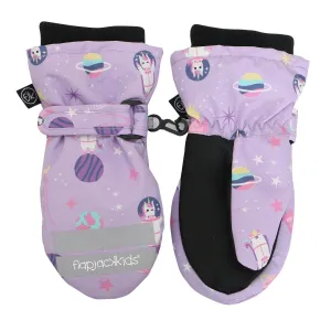 FlapJack Kids Water Repellent Ski Mittens Unicorn Lilac