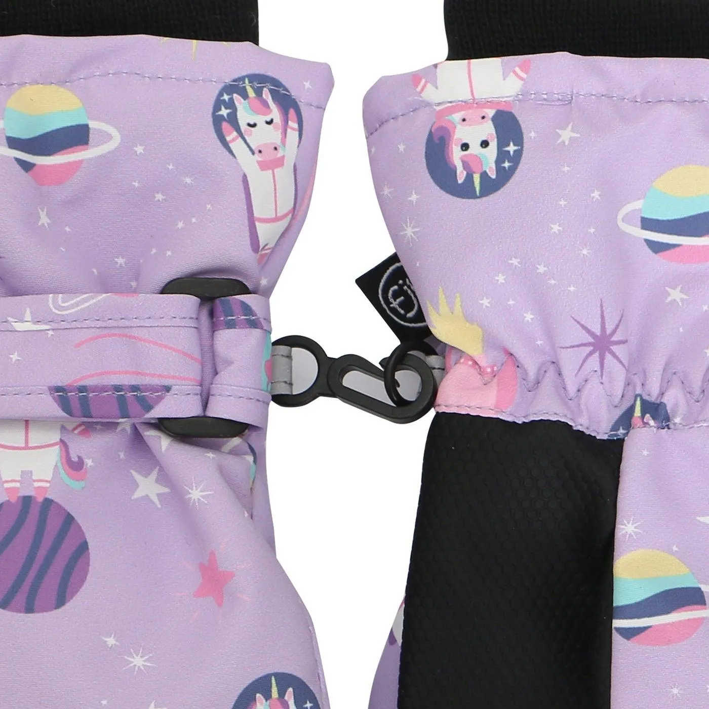 FlapJack Kids Water Repellent Ski Mittens Unicorn Lilac