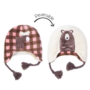 flapjacks kids winter hat pink moose/bear