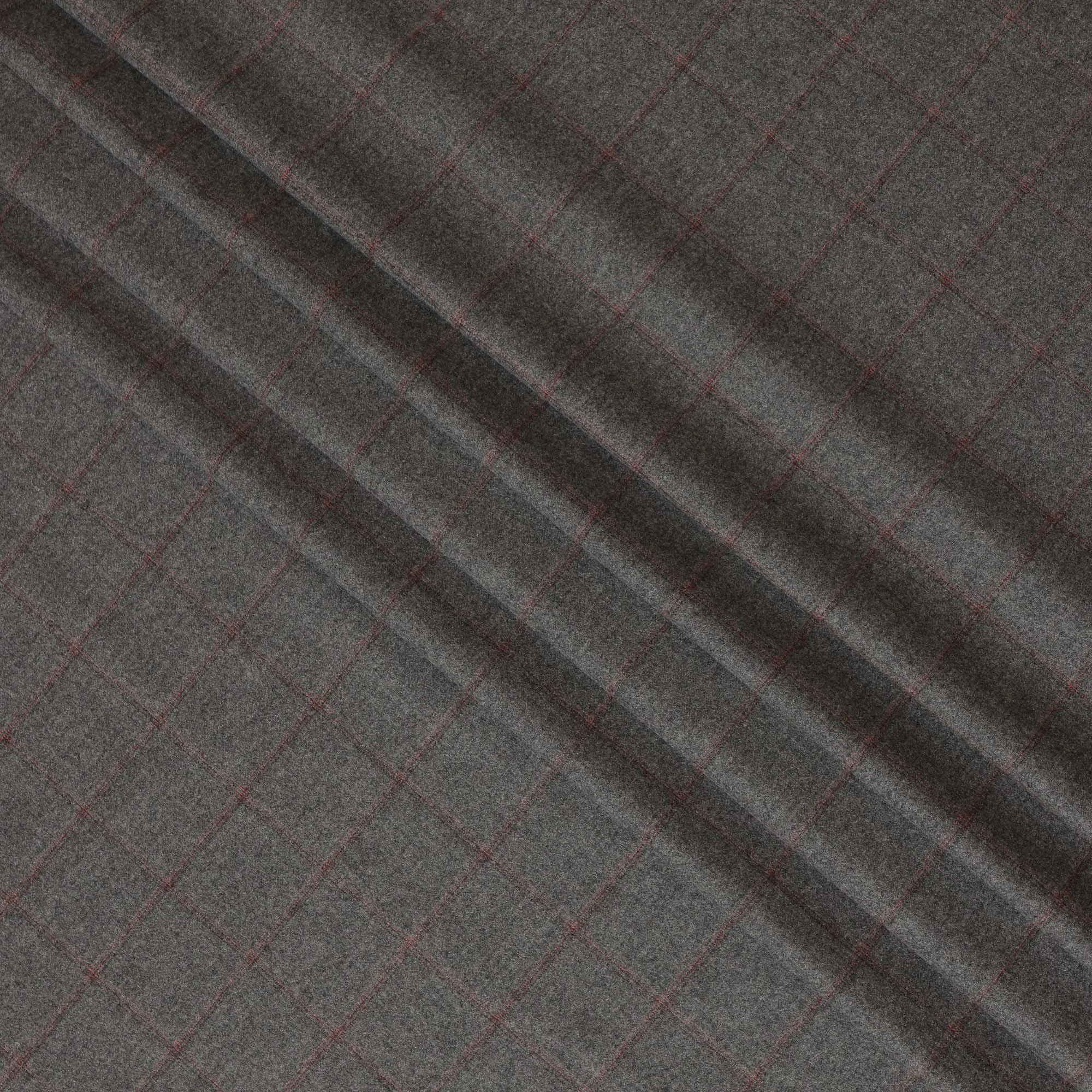 Grey Checkered Italian Blended Wool Jacketing Fabric – 3.5 Meters, 150 cm Width, Made in Italy-D20541