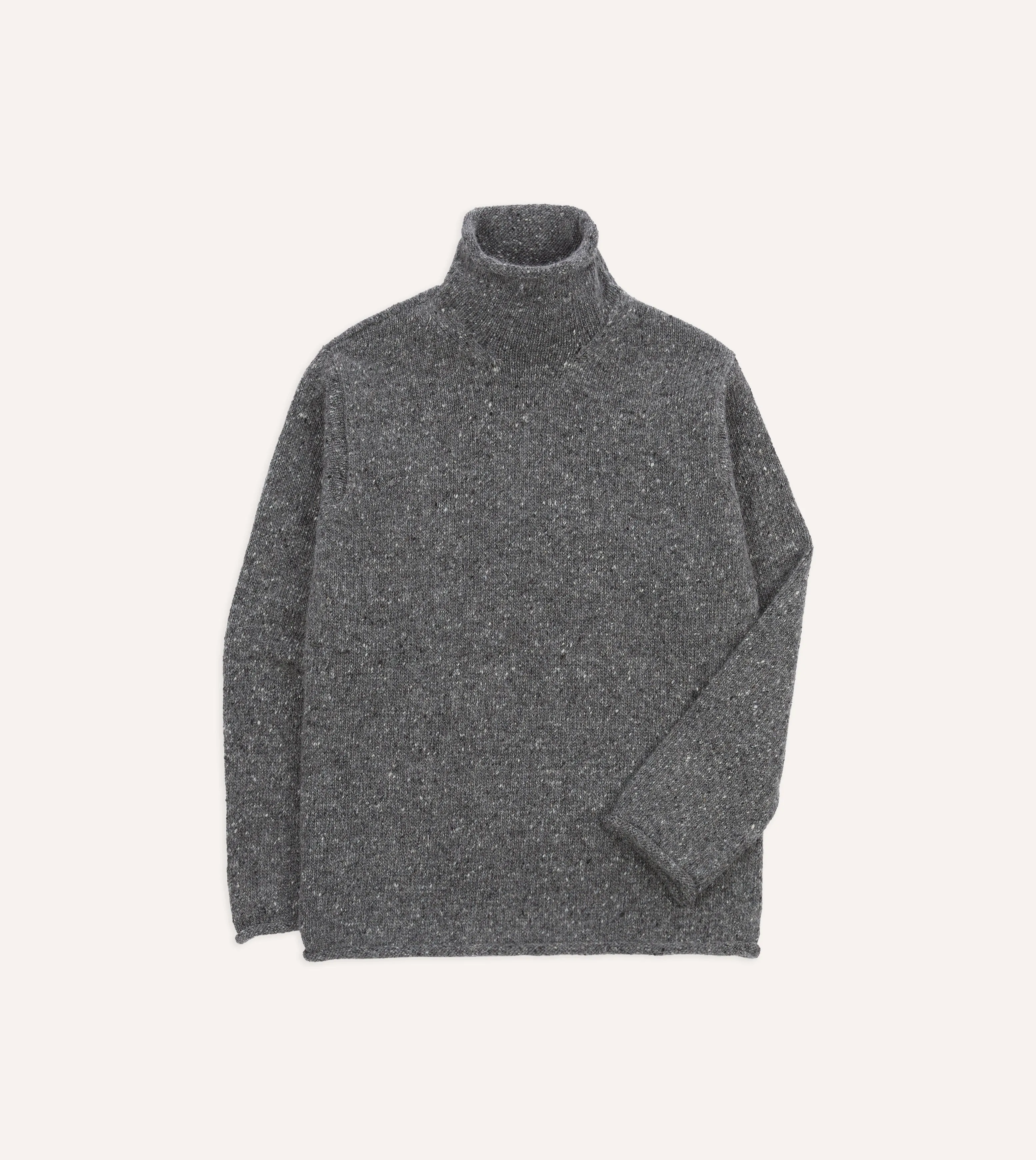 Grey Marl Mohair Wool Mock Neck Jumper