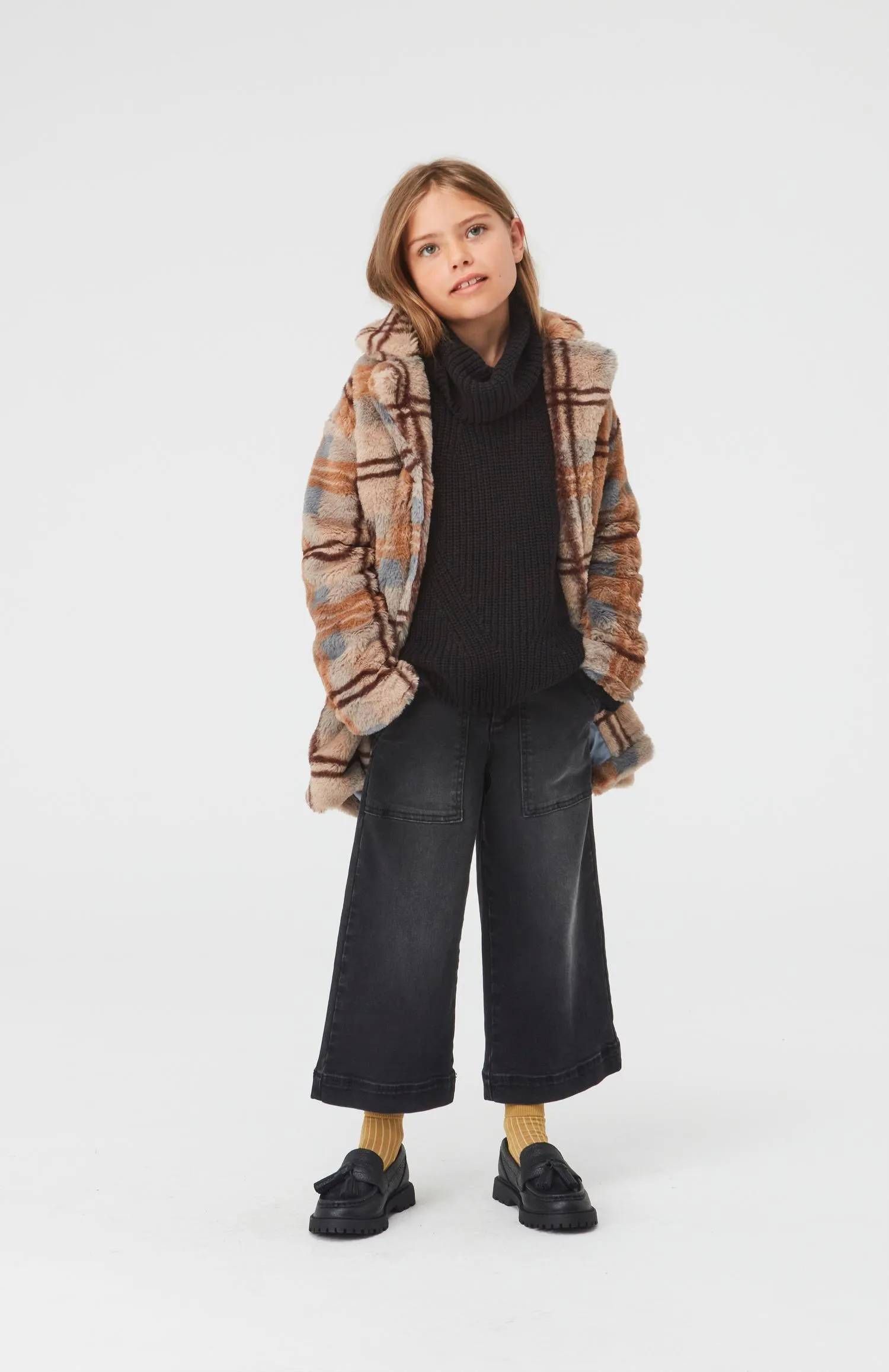 Hali Check Fur Coat | Molo