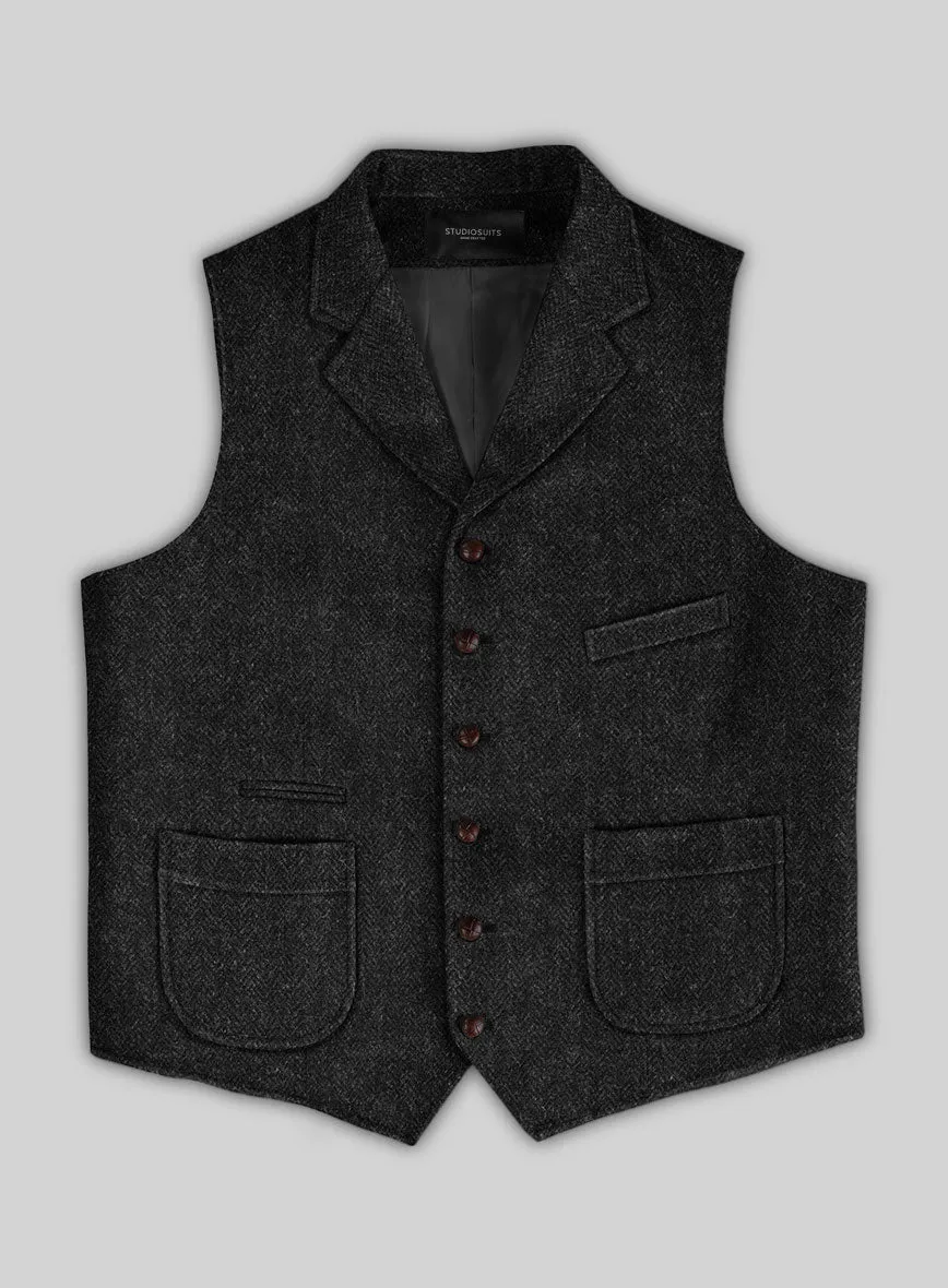 Harris Tweed Royal Charcoal Hunting Vest