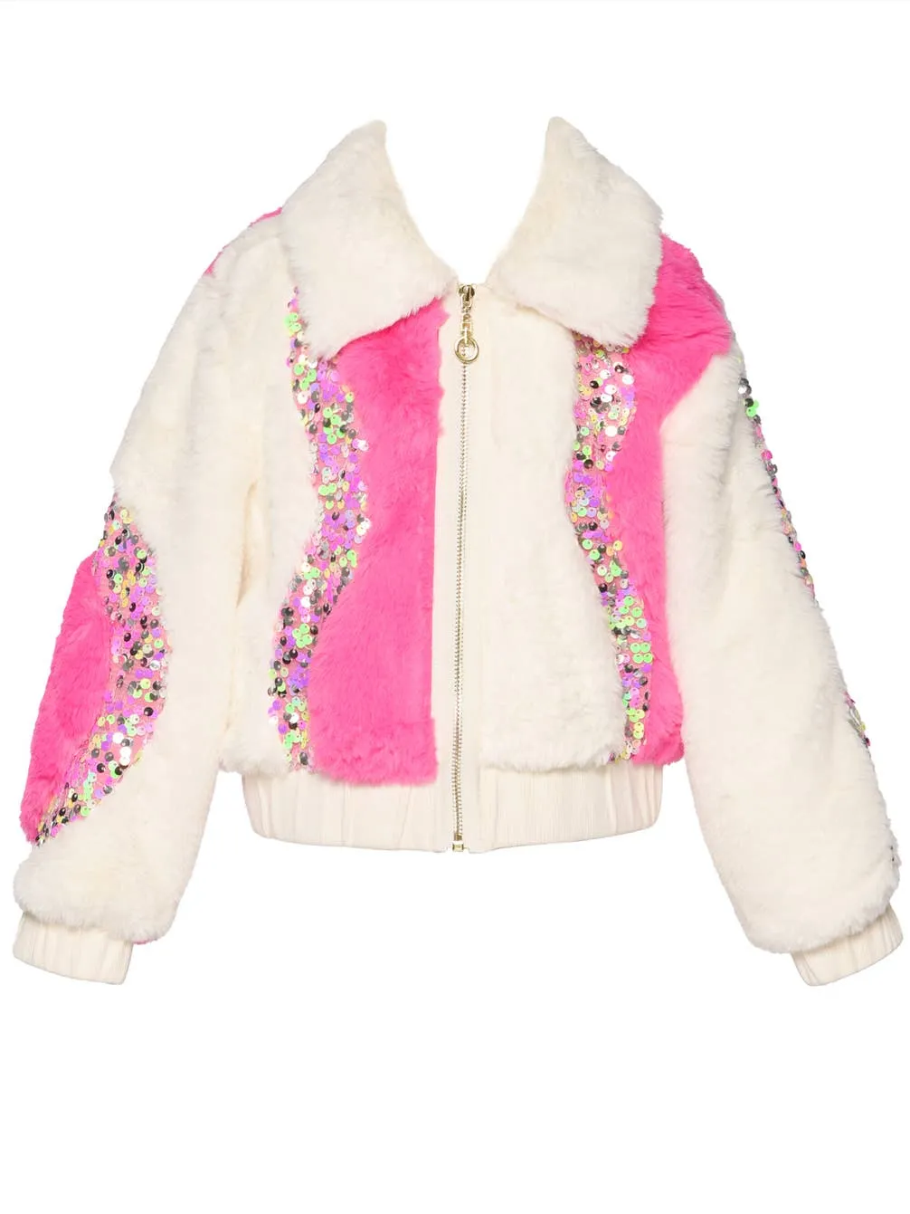 Infant l Toddler l Little l Big Girl’s Colorblock Sequin Fur Jacket