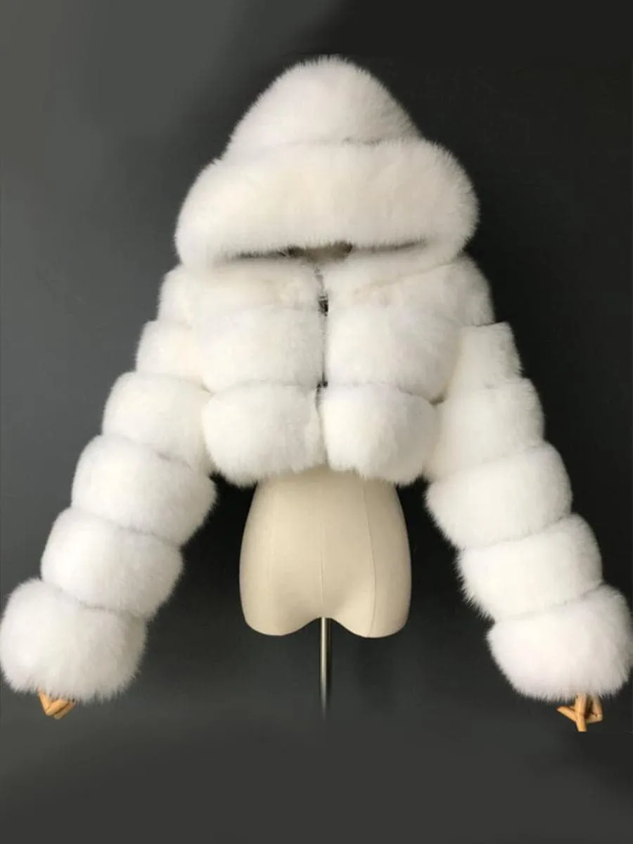 Ivory Faux Fur Hooded Coat MSF004