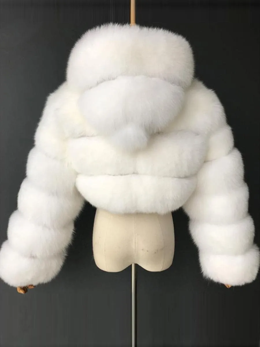 Ivory Faux Fur Hooded Coat MSF004