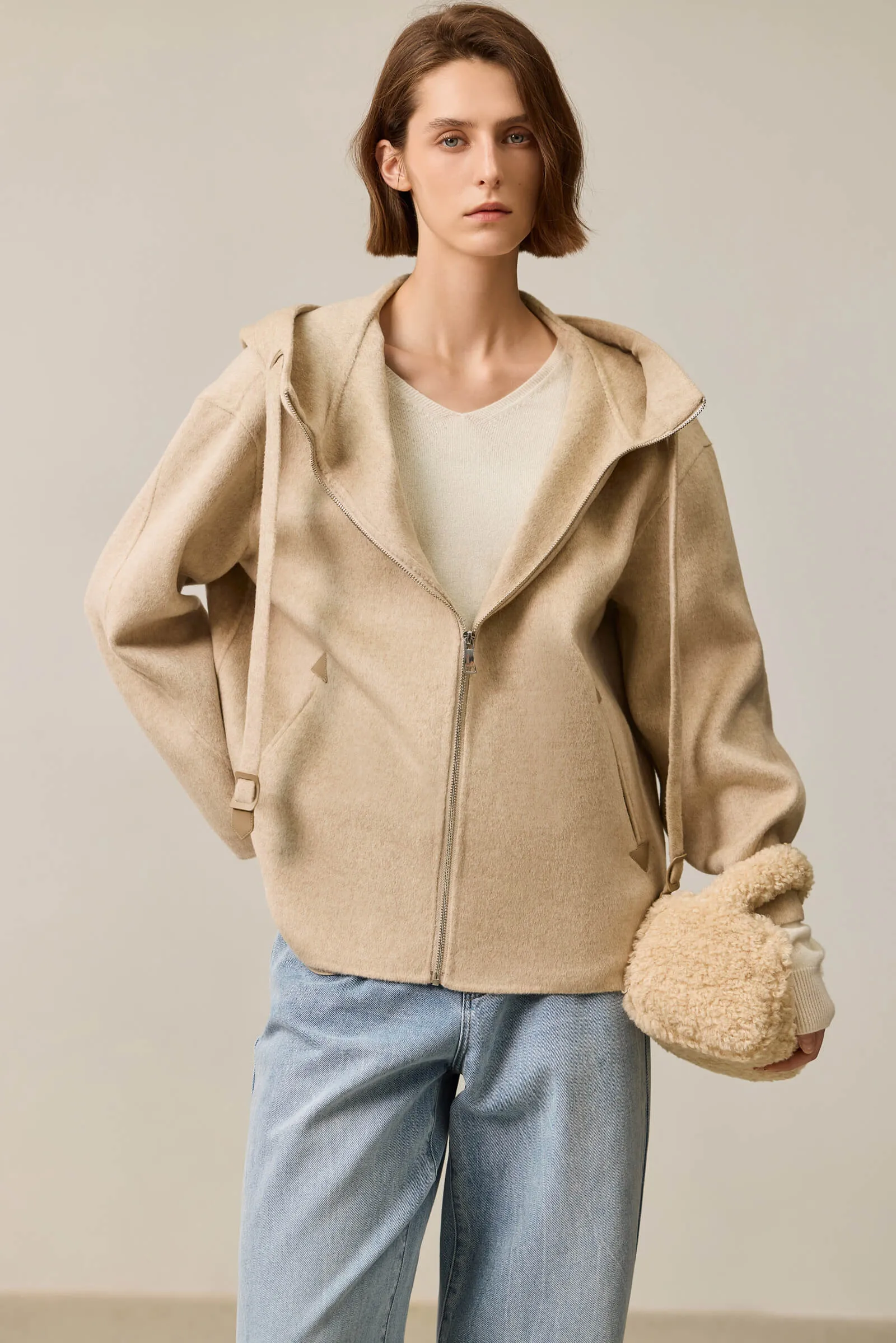 LILY 100% Wool Hooded Double-Faced Coat