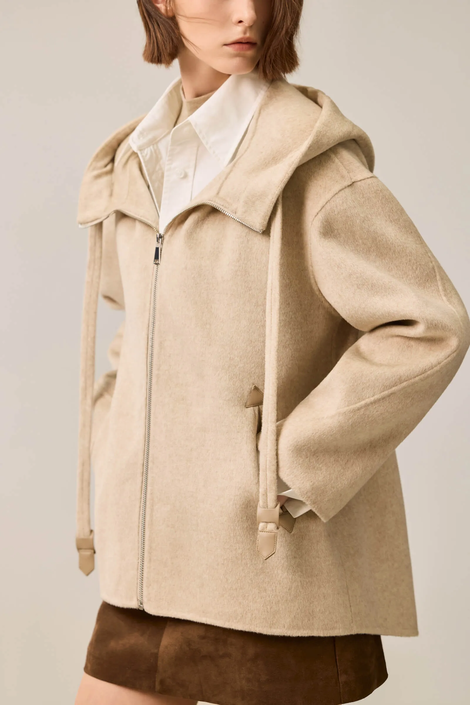 LILY 100% Wool Hooded Double-Faced Coat