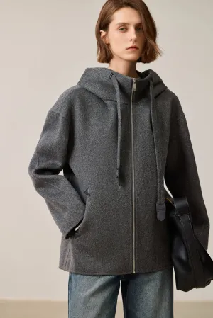 LILY 100% Wool Hooded Double-Faced Coat