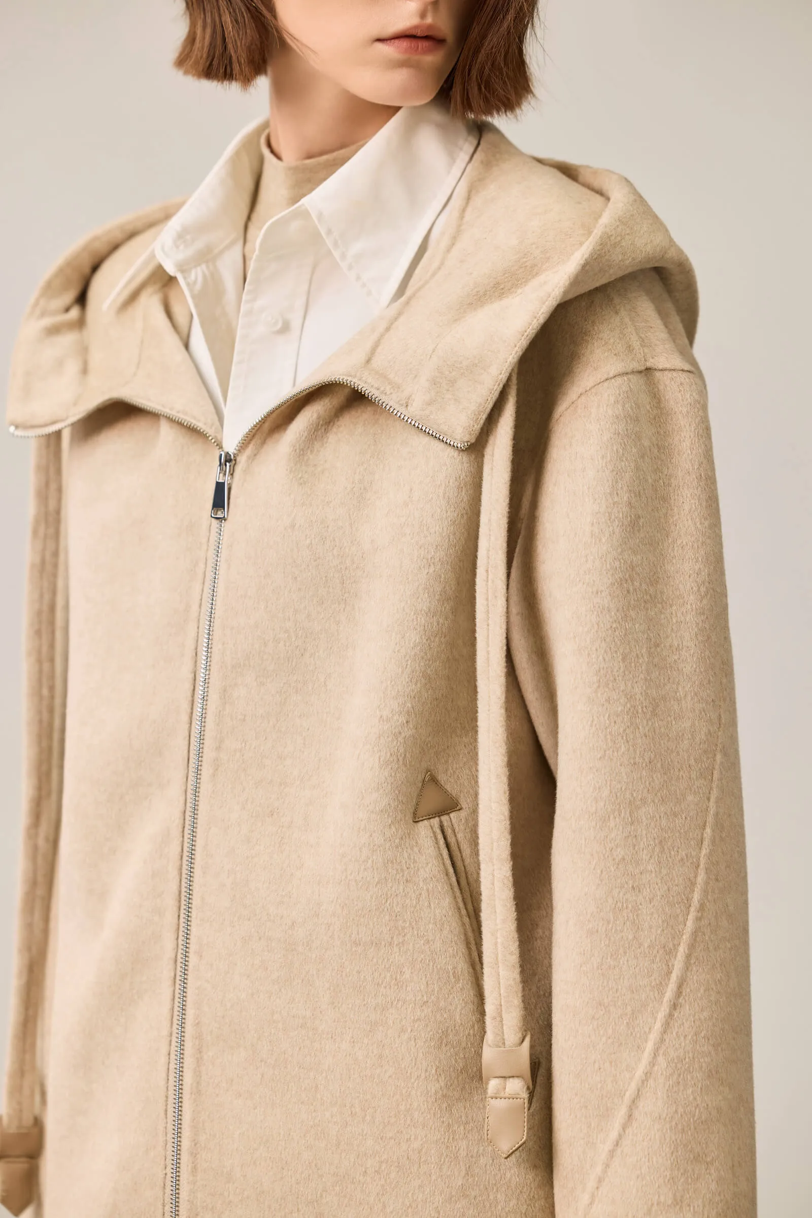 LILY 100% Wool Hooded Double-Faced Coat