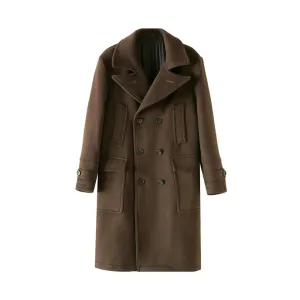 Men's 740N Woolen Coat Classic Double-breasted Long Thick Jacket