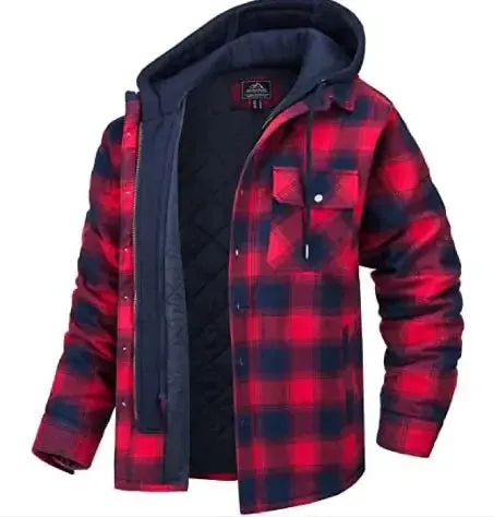 Men's Thick Padded Plaid Jacket