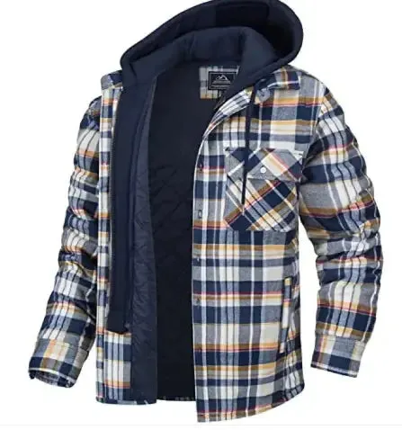 Men's Thick Padded Plaid Jacket