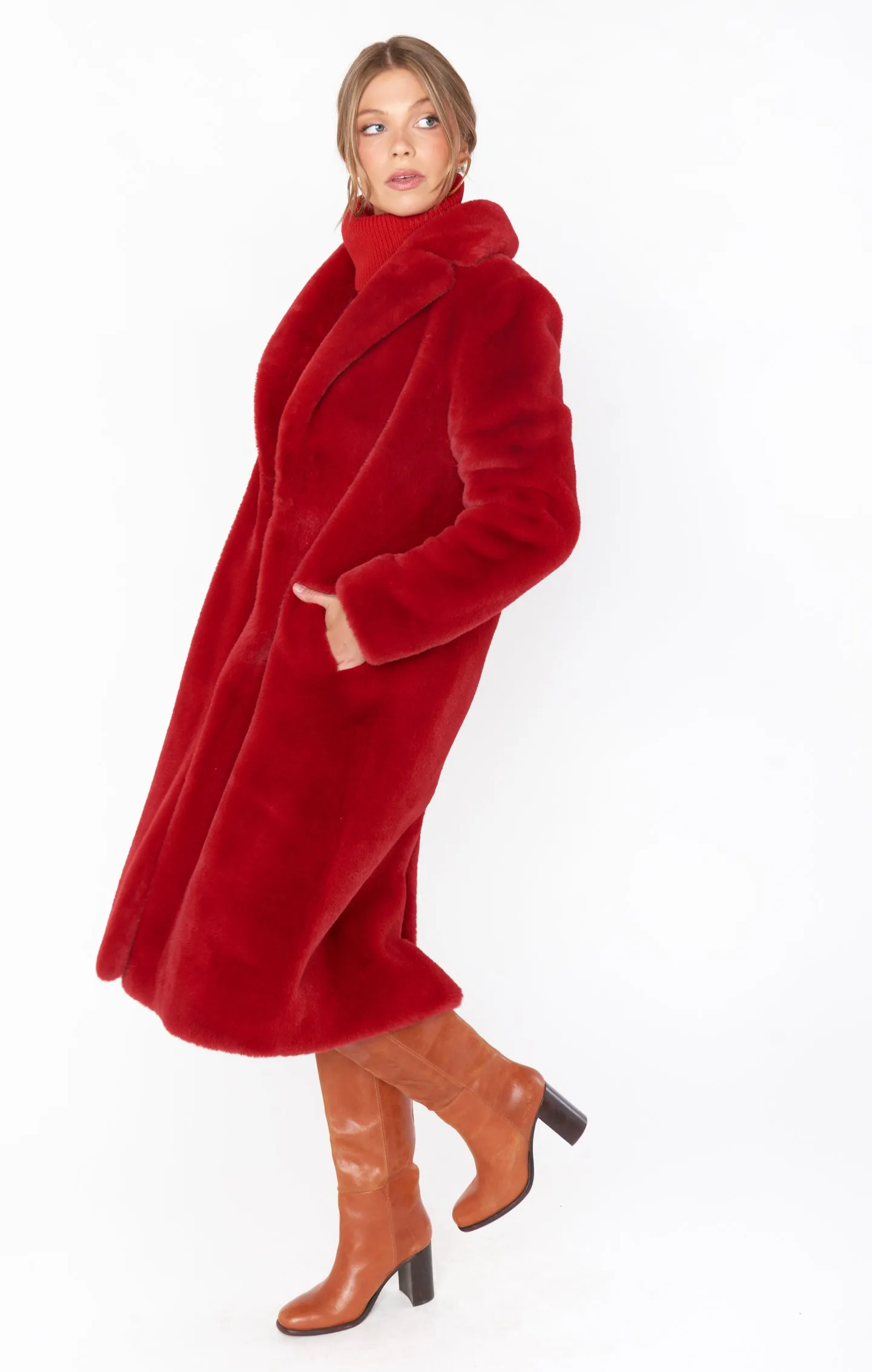 Miss Tiffy Fur Jacket ~ Red Faux Fur