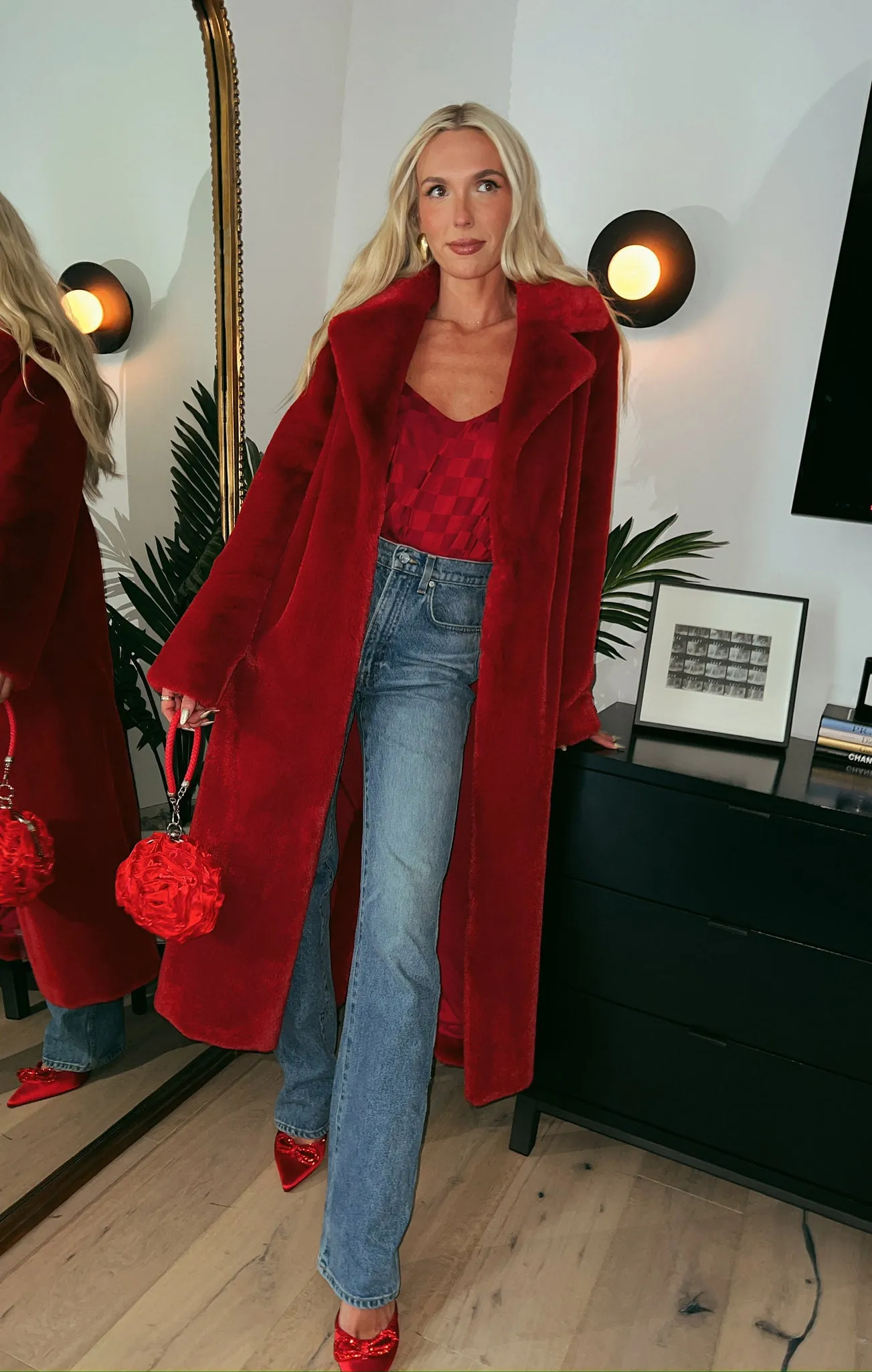 Miss Tiffy Fur Jacket ~ Red Faux Fur